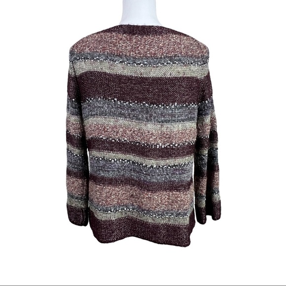 Chico's Sweater long sleeve cozy multi color striped wool blend Size Chico 1 - Picture 2 of 7